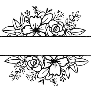 Wildflower split monogram frame SVG en png, bloem svg, bloemenlijst, gepersonaliseerd cadeau, digitale download, snijplank SVG, glowforge