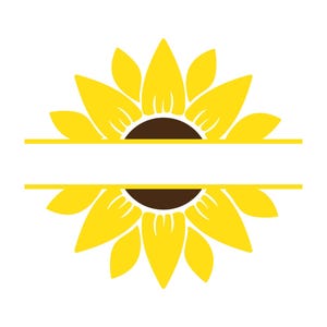 Monograma de girasol dividido SVG, girasol SVG, PNG, DXF, archivos de corte de girasol para Cricut y Glowforge, letrero con nombre de girasol