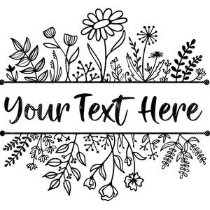 Flor silvestre PNG, Monograma de borde floral, Marco dividido SVG PNG, Proyectos de Cricut Glowforge para regalo personalizado, Descarga digital