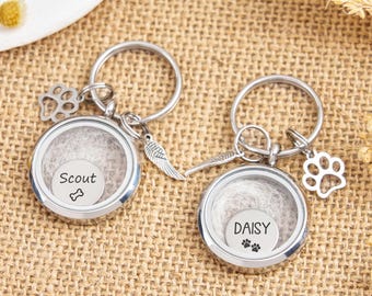 Aangepaste sleutelhanger huisdierhaar, sleutelhanger houder duurzame huisdierbont, gegraveerde huisdierbonthouder, hondenbont aandenken, huisdier verlies cadeau aandenken cadeau