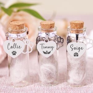 Personalized Dog Hair Keepsake,Pet Memorial Glass Jar,Pet Hair Memorial Bottle,Cat Keepsake,Pet Loss Sympathy Gift,Pet Loss,Gift For Pet