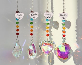 Personalized Rainbow Bridge Pet,Dog Name Memory Ornament,Crystal Rainbow Pendant,Custom Dog Keepsake,Dog Cat Personalized Bereavement Gift