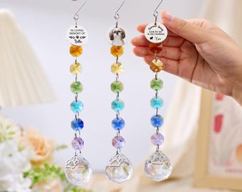 Custom Pet Memorial Sun Catcher,Rainbow Bridge Dog Photo Ornament,Crystal Rainbow Pendant, Sympathy Gift for Pet Loss,Dog Bereavement Gift