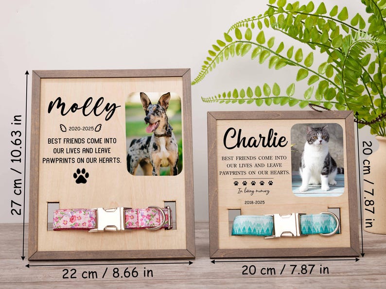 Personalized Dog Memorial Wood Frame With Collar Holder,memorial Pet ...