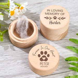 Personalized Pet Fur Memory Box,Wooden Engraved Dog and Cat Hair Memorial Keepsake,Dog Memorial Box,Dog Cat Remembrance Gift,Gift for Dog