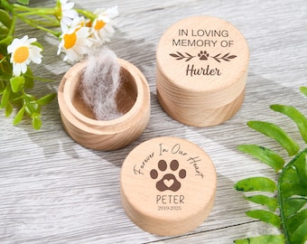 Personalized Pet Fur Memory Box,Wooden Engraved Dog and Cat Hair Memorial Keepsake,Dog Memorial Box,Dog Cat Remembrance Gift,Gift for Dog