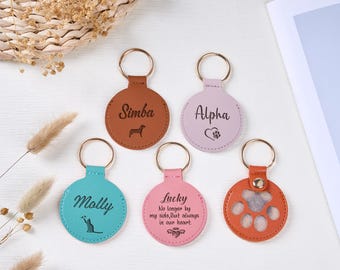 Llavero de piel con forma de pata personalizado con nombre, llavero de piel con forma de corazón grabado, bolsita de piel con forma de pata, regalo conmemorativo para mascotas, regalo para amantes de las mascotas.
