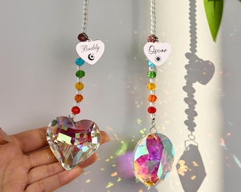 Personalized Dog Memorial Gifts,Rainbow Bridge,Stained Glass Sun catcher,Crystal Pet Pendant,Pet Memorial Keepsake,Pets Lose Sympathy Gifts