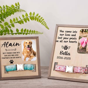 Personalized Dog Memorial Wood Frame with Collar Holder,Memorial Pet Collar Sign,Pet Collar Sign with Photo,Pet Loss Gifts,Gift for Pet