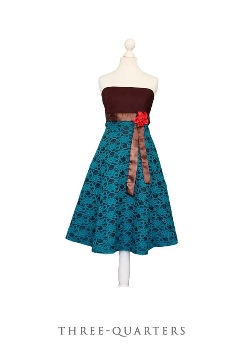 Mavis Lace Dress Dress Brown Turquoise Red Strapless Etsy