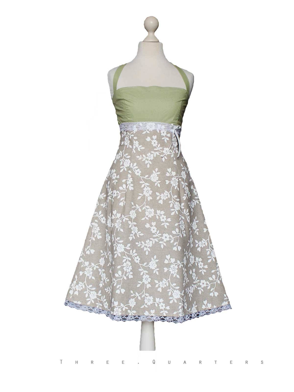 Dress Beige White Flowers Lime Green Lace Bride Etsy