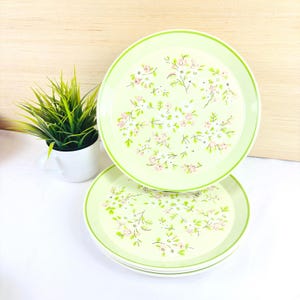 Mikasa Colormates Chinoise Dinner Plates - Set of 4 - Vintage Floral Green - 1970s