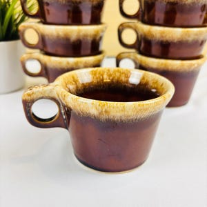 Hull USA Brown Drip Mug 10oz Vintage Stoneware Coffee Tea Cup Oven Proof
