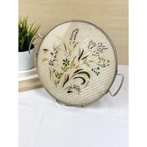 Vintage Mid-Century Modern Serving Tray | 1950s Acrylic & Chrome Round Drink Tray | West Germany