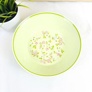 Mikasa Colormates Chinoise Green Serving Bowl - 1970s Vintage Floral Stoneware
