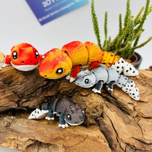 3D gedruckter Baby Leopard Gecko – beweglich, detailreich, Wunschfarbe, verschiedene Größen, Baby-Variante, Schlüsselanhänger