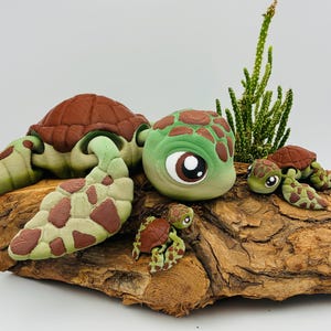 Bewegliche 3D-gedruckte Wasserschildkröte – inspiriert von „Squirt“-Stil / Findet Nemo Look – kleine Meeresschildkröte, handgemacht