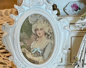 Dollhouse Miniature Art: Marie Antoinette Rococo Print in Ornate Frame