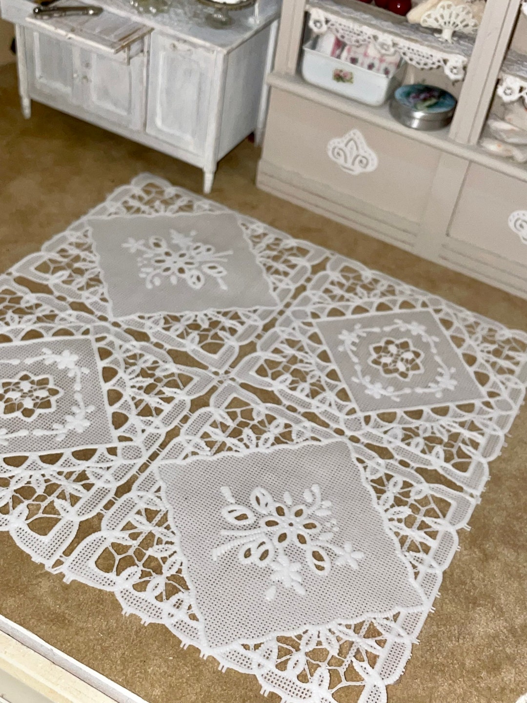 Translucent Lace Rugs Dollhouse Miniature Plastic Lace Rugs: 10-piece Set - Etsy