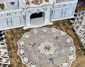 Miniature Crochet rug, Miniature rug, Dollhouse Rug, Miniature Tablecloth, Miniatures, Miniatures, Shabby Chic Style