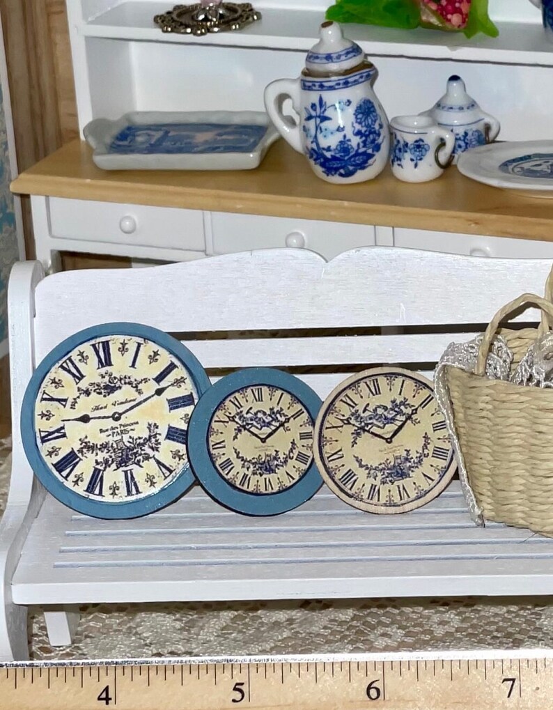 Set of 3 Miniature Clocks, Dollhouse Miniatures, Miniature Clocks - Etsy