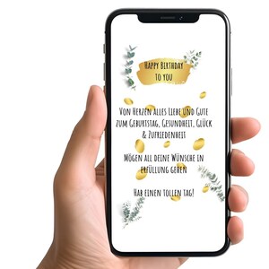 Anniversaire E-Card, Carte numérique, Animation mp4, eCard pour téléphone mobile, Gold Edition