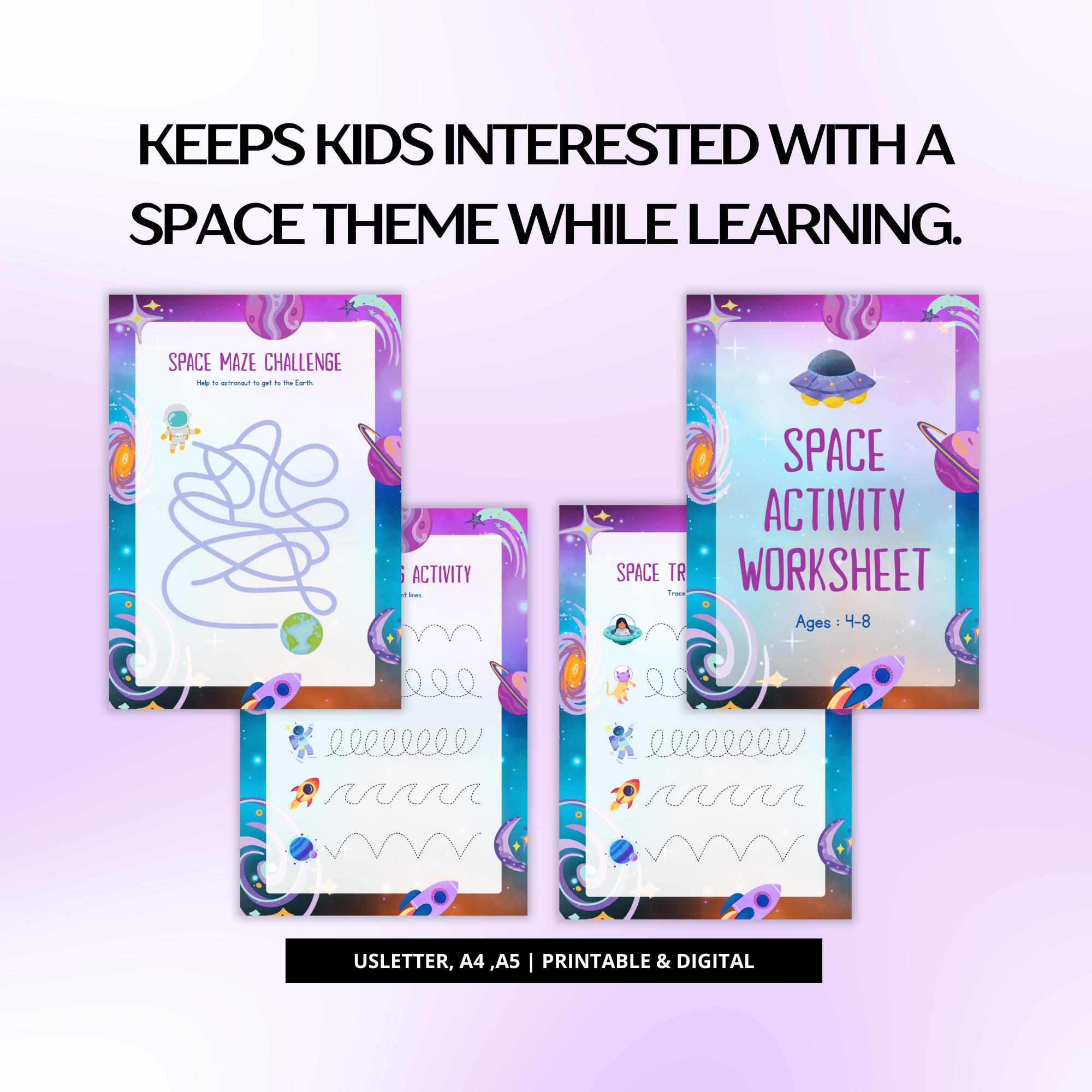 Space Learning Pages Space Learning Activity Pack: Printable Worksheets for Kids (PDF ...
