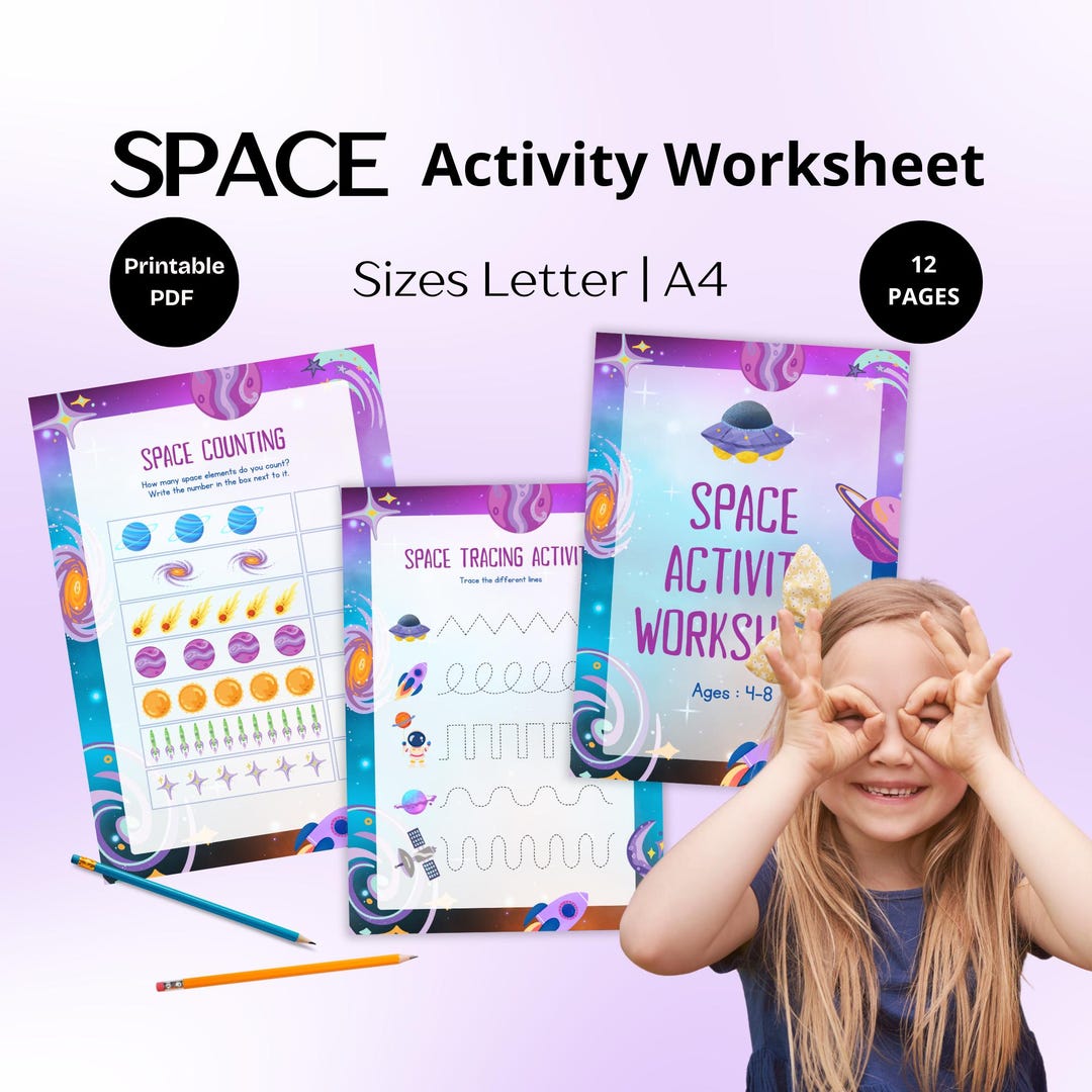 Space Learning Pages Space Learning Activity Pack: Printable Worksheets for Kids (PDF ...