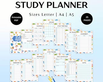Printable Student Planner PDF: Homework, Assignment, & Grade Tracker (25 Pages)