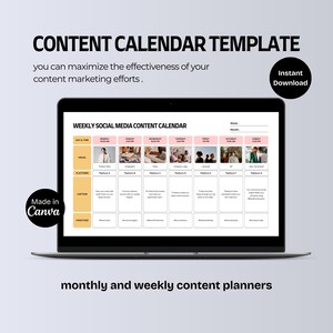 Canva Content Planner, Digital Content Planner, Social Media Content Planner, Editable & Printable, Content Calendar, Business Planner