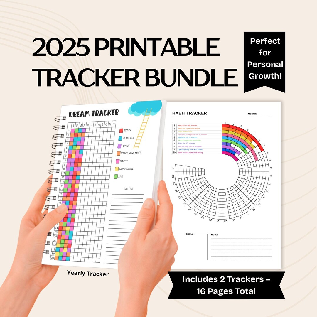 2025 Printable Tracker Bundle - Habit Tracker and Yearly Trackers for ...