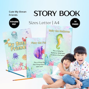 Cute My Ocean Friends Story Book Printable | Ocean Animals Book for Kids | kids story book| Fun Sea Life Preschool Printable| kids learning