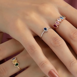 Anpassbarer Familie Geburtsstein Ring - 10K-14K-18K Gold, elegantes und personalisiertes Geschenk für Ihre Liebsten