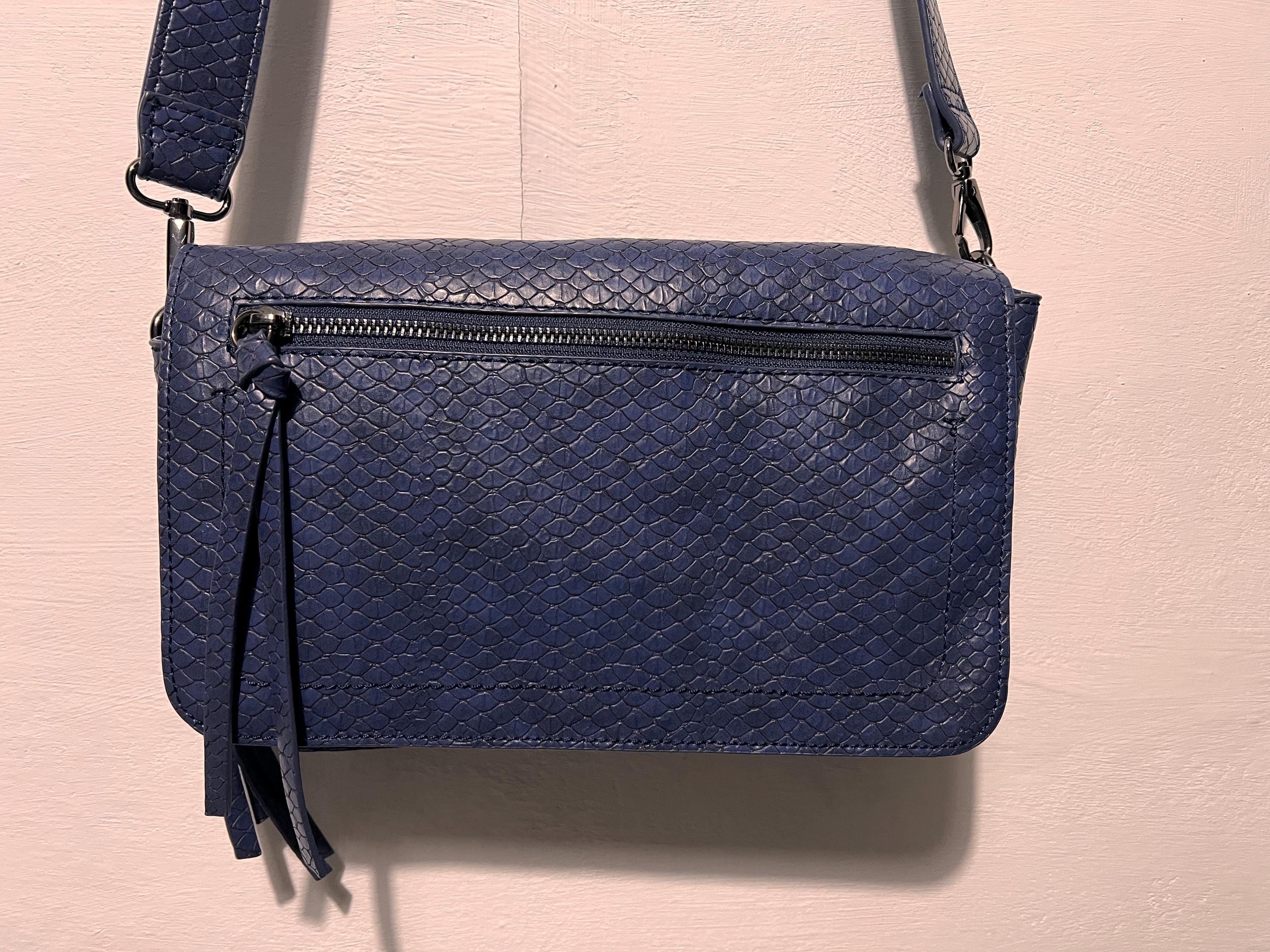 Blue Faux Leather Snake Print Crossbody Bag Red Cuckoo