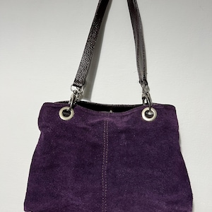 Handmade Purle Suede Shoulder Bag  Genuine Leather,Elegant Tote for Women, unique gift for her,Premium Natural Craft Stylish Brown handles