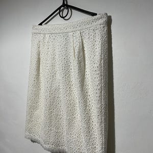 White womens vintage lace skirt elegant lightweight,hallhuber size 36(UK 8) cotton pattern chiclook summer style casual outfits delicate eye