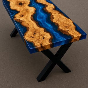 Made-to-order Epoxy river Tables,Live Edge Epoxy Resin River Table – Handcrafted Wood & Deep Blue Resin Dining or Coffee Table