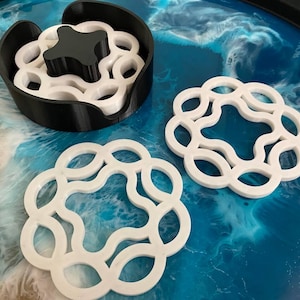 Eco-Friendly 3D Printed PLA Drink Coasters – Set of 4 Unique Geometric Design with a stylish holder,PLA coaster for warm,minimal design,art