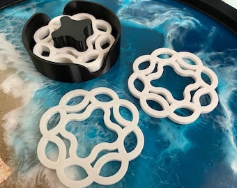 Eco-Friendly 3D Printed PLA Drink Coasters – Set of 4 Unique Geometric Design with a stylish holder,PLA coaster for warm,minimal design,art
