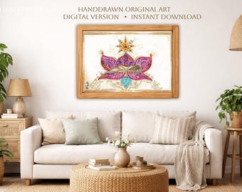 Magenta Butterfly Goddess Printable Wall Art, Sacred Feminine Transformation