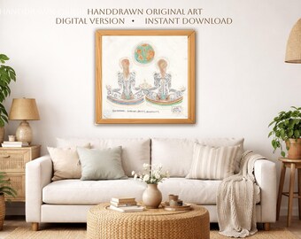 Divine Feminine Printable Wall Art, Feminine Strength Fantasy Illustration