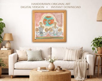 Divine Feminine Printable Wall Art, Feminine Strength Fantasy Illustration