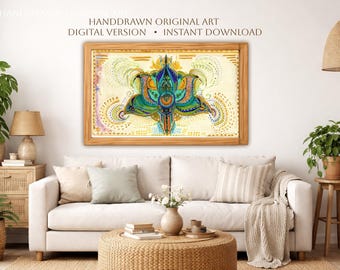 Emerald Green Lotus Printable Wall Art, Spiritual Lotus Flower Digital Download
