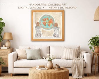 Divine Feminine Printable Wall Art, Feminine Strength Fantasy Illustration