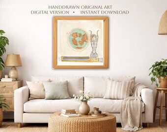 Divine Feminine Printable Wall Art, Feminine Strength Fantasy Illustration