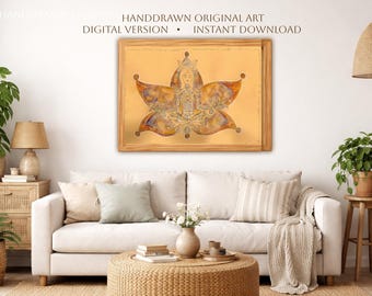 Lotus Lady Printable Wall Art, Sacred Feminine Lotus Meditation Digital Download