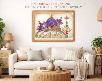 Diamond Butterfly Goddess Printable Wall Art, Sacred Feminine Symbol Download