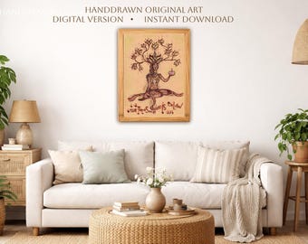Tree of Life Art, Earth is the Treasure Art, Printable Wall Art, Earth Goddess Spiritual Download