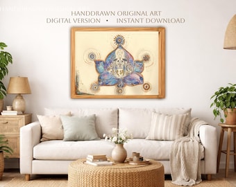 Lotus Lady Printable Wall Art, Sacred Feminine Lotus Meditation Digital Download