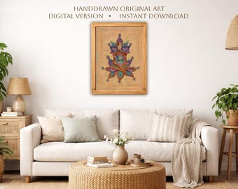 Purple Lotus Woman Printable Wall Art, Sacred Feminine Botanical Download